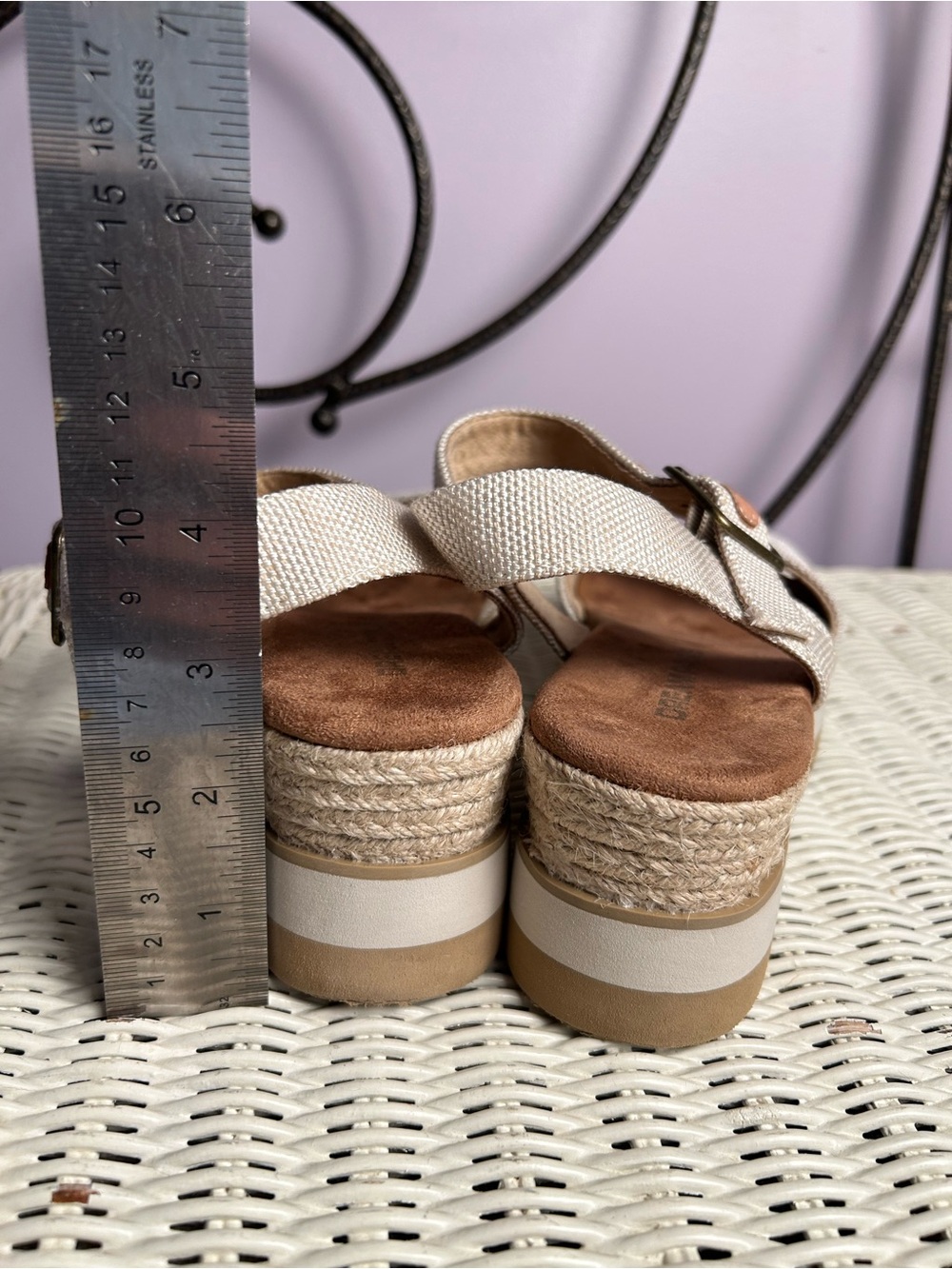 NWOT Dream Pairs Platform Espadrille Sandals Beige Canvas Ankle Strap Womens - Picture 7 of 9